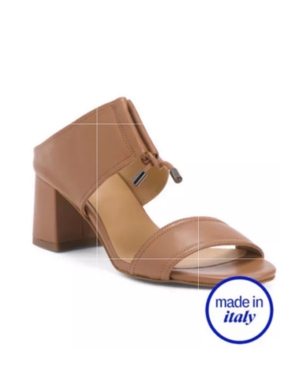 FABIANELLI SOFT LEATHER CHUNKY BLOCK HEEL TAN SLIDE SANDALS SIZE 10 EUC
